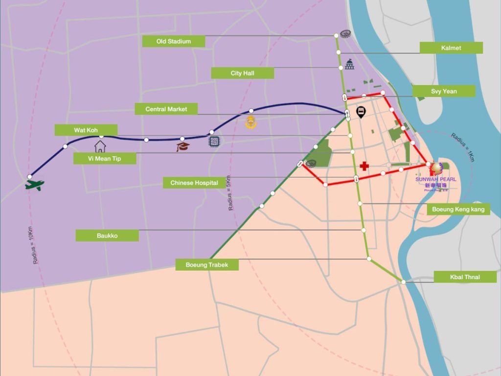 Bản đồ vị trí dự án tại trung tam thủ đô Phnom Penh